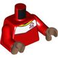Torso Soccer Shirt, White Top, Yellow Collar, Dice Logo / 'Oshoala' print, Red Arms, Medium Brown Hands