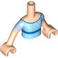 Minidoll Torso Girl with Medium Azure Dress, Blue Trim, Silver Stars print, Light Nougat Arms and Hands