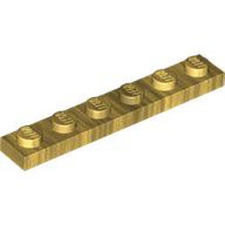 LEGO part 3666 Plate 1 x 6 in Warm Gold/ Pearl Gold