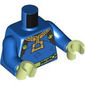 Torso, Lime Belt, Gold Necklace/Pendant, Dark Brown Straps print, Blue Arms, Yellowish Green Hands