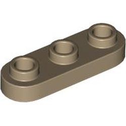 LEGO part 77850 PLATE 1X3, ROUNDED, NO. 1 in Sand Yellow/ Dark Tan