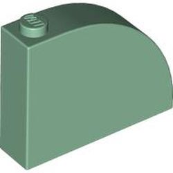 LEGO part 65734 BRICK 1X4X3, OUTSIDE HALF BOW, NO. 1 in Sand Green