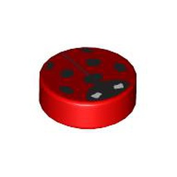 LEGO part 104742 FLAT TILE 1X1, ROUND, NO. 263 in Bright Red/ Red