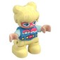 Duplo Figure Child with Two Buns on Top and Long Bangs Bright Light Yellow, Bright Light Yellow Legs, Wetsuit and Goggles Print