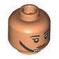 Minifig Head, Eyelashes, Dark Orange Lips, Black Chin Strap, Closed Mouth / Open Mouth Frown Print