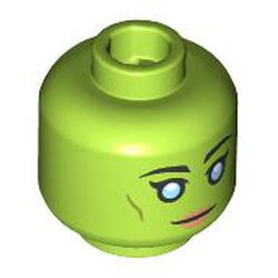 Minifig Head Hera Syndulla, Eyebrows, Bright Light Blue Eyes, Peach Lips, Smile / Angry Scowl print