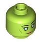 Minifig Head Hera Syndulla, Eyebrows, Bright Light Blue Eyes, Peach Lips, Smile / Angry Scowl print