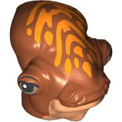 Minifig Head Special, Mon Calamari Lt. Beyta with Nougat Chin, Bright Light Orange Markings print