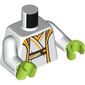 Torso, Jedi Robe, Yellow Trim, Dark Brown/Tan Belt, White Arms, Lime Hands