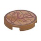 Tile Round 2 x 2 with Wooden Planks, Dark Red Dragon print