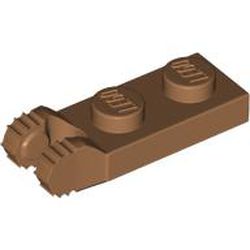 LEGO part 54657 PLATE 1X2 W/FORK/VERTICAL/END in Medium Nougat
