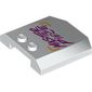Slope Curved 4 x 4 x 2/3 Triple Curved with 2 Studs with Magenta 'MASTERPIECE' print