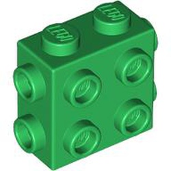 LEGO part 67329 BRICK 1X2X1 2/3, W/ 8 KNOBS in Dark Green/ Green