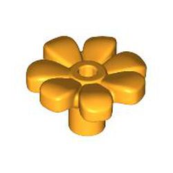 LEGO part 4367 Plant, Flower, Minifig Accessory with 7 Thick Petals and Pin, Center Ring in Flame Yellowish Orange/ Bright Light Orange