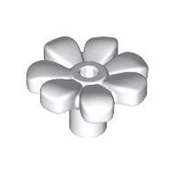 LEGO part 4367 Plant, Flower, Minifig Accessory with 7 Thick Petals and Pin, Center Ring in White