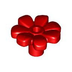 LEGO part 4367 Plant, Flower, Minifig Accessory with 7 Thick Petals and Pin, Center Ring in Bright Red/ Red