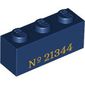 Brick 1 x 3 with Gold 'No (№) 21344' print