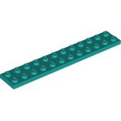LEGO part 2445 PLATE 2X12 in Bright Bluish Green/ Dark Turquoise