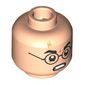 Minifig Head Harry Potter, Black Glasses, Lightning Scar, Angry / Surprised, Water Spots