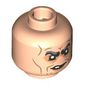 Minifig Head Griphook, Goblin with Thick Black/Dark Bluish Grey Eyebrows, Dark Orange Wrinkles, Angry / Crooked Mean Smile, Sharp Teeth