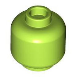 LEGO part 28621 Minifig Head Plain [Vented Stud - 2 Holes] in Bright Yellowish Green/ Lime