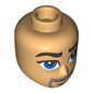 Minidoll Head Male, Thick Black Eyebrows, Blue Eyes, Dark Bluish Grey Beard