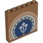Panel 1 x 6 x 5 with White Roses, Dark Blue Round Window, Pearls, Masonry print