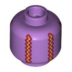 Minifig Head (No Face), Gold and Dark Red Zigzag Lines Print (Purse)