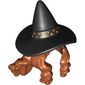 Hair and Hat, Black Witches Hat, Bright Light Yellow Dots print