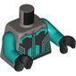 Torso, Racing Suit, Dark Turquoise/Black/Silver Markings print, Dark Turquoise Arms, Black Hands