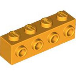 LEGO part 30414 BRICK 1X4 W. 4 KNOBS in Flame Yellowish Orange/ Bright Light Orange