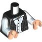 Torso, Black Jacket, White Shirt with Medium Azure Vertical Stripes print, White Arms, Light Bluish Gray Hands