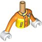Minidoll Torso Girl with Yellow/Dark Orange Ski Jacket, White Symbol, White Arms and Hands