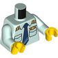 Torso, Pilot Uniform, Gold Wings, Pockets, Dark Blue Tie print, Light Aqua Arms, Yellow Hands