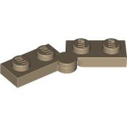 LEGO part 1927 Hinge Plate 1 x 4 Swivel Top / Base - Hollow Clip [Complete Assembly] in Sand Yellow/ Dark Tan