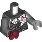 Torso, Odd Hands, Armor, Damaged, White Panels, Dark Red Avengers Logo print, Dark Bluish Gray Arms, Left Light Bluish Grey Hand, Right Dark Red Hand