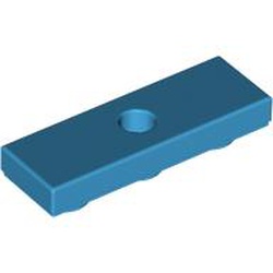 LEGO part 35459 Tile Special 1 x 3 Inverted with Center Hole in Dark Azure