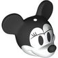 Minifig Head Special with Black Mouse Ears and Nose, White Face, Eyelashes, Eyelids print