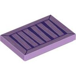 LEGO part 26603pr0122 Tile 2 x 3 with Dark Purple Wooden Crate print in Lavender