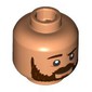 Minifig Head Dark Brown Eyebrows, Thick Beard, Smile, Open Mouth/Closed Mouth