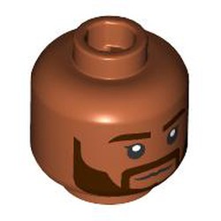 LEGO part 28621pr9826 Minifig Head Dark Brown Eyebrows, Thick Beard, Neutral/Open Mouth Grin in Dark Orange