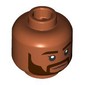 Minifig Head Dark Brown Eyebrows, Thick Beard, Neutral/Open Mouth Grin