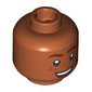 Minifig Head Reddish Brown Eyebrows, Smirk/Open Mouth Smile