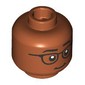 Minifig Head Black Eyebrows, Glasses, Open Mouth Smile/Raised Eyebrow