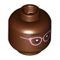 Minifig Head Black Eyebrows, Smile/Bright Pink Glasses