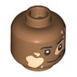 Minifig Head Black Eyebrows, Light Nougat Vitiligo Patches, Smile/Glasses, Open Mouth Smile