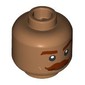 Minifig Head, Thich Dark Red Eyebrows, Mustache