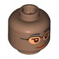 Minifig Head Black Eyebrows, Peach Lips, Smile with Teeth/Glasses, Nougat Lenses, Lopsided Smile