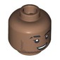 Minifig Head Black Eyebrow with Cut, Stubbled Beard, Smile, Open Mouth/Closed Mouth