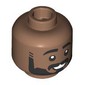 Minifig Head Thick Black Eyebrows, Beard, Smile, Straight/Raised Eyebrows